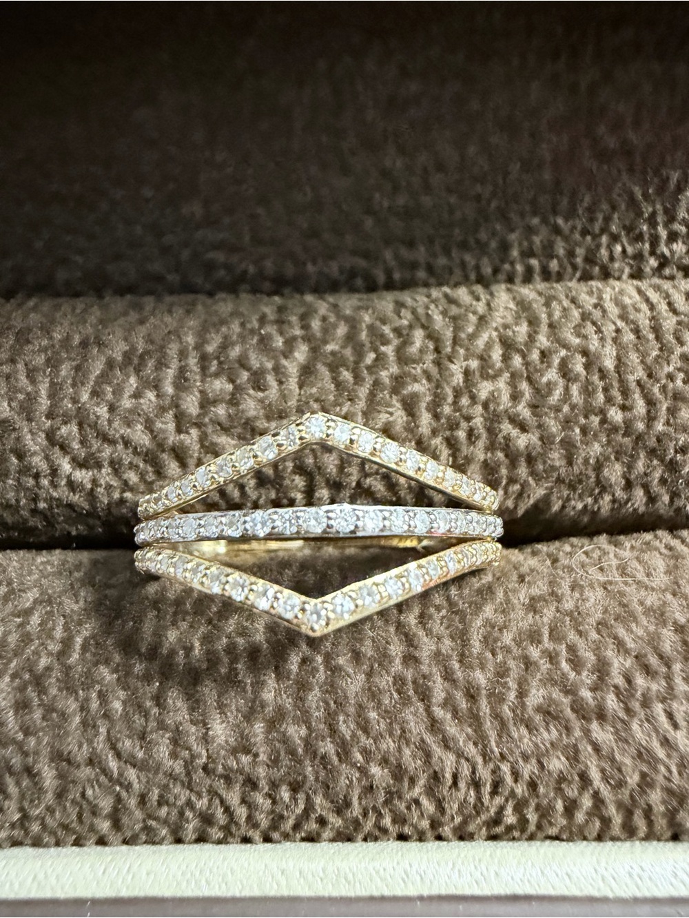 Lord and Taylor 14K Yellow Gold and 0.5ctw Diamond Geometric Open Work Ring Sz 7